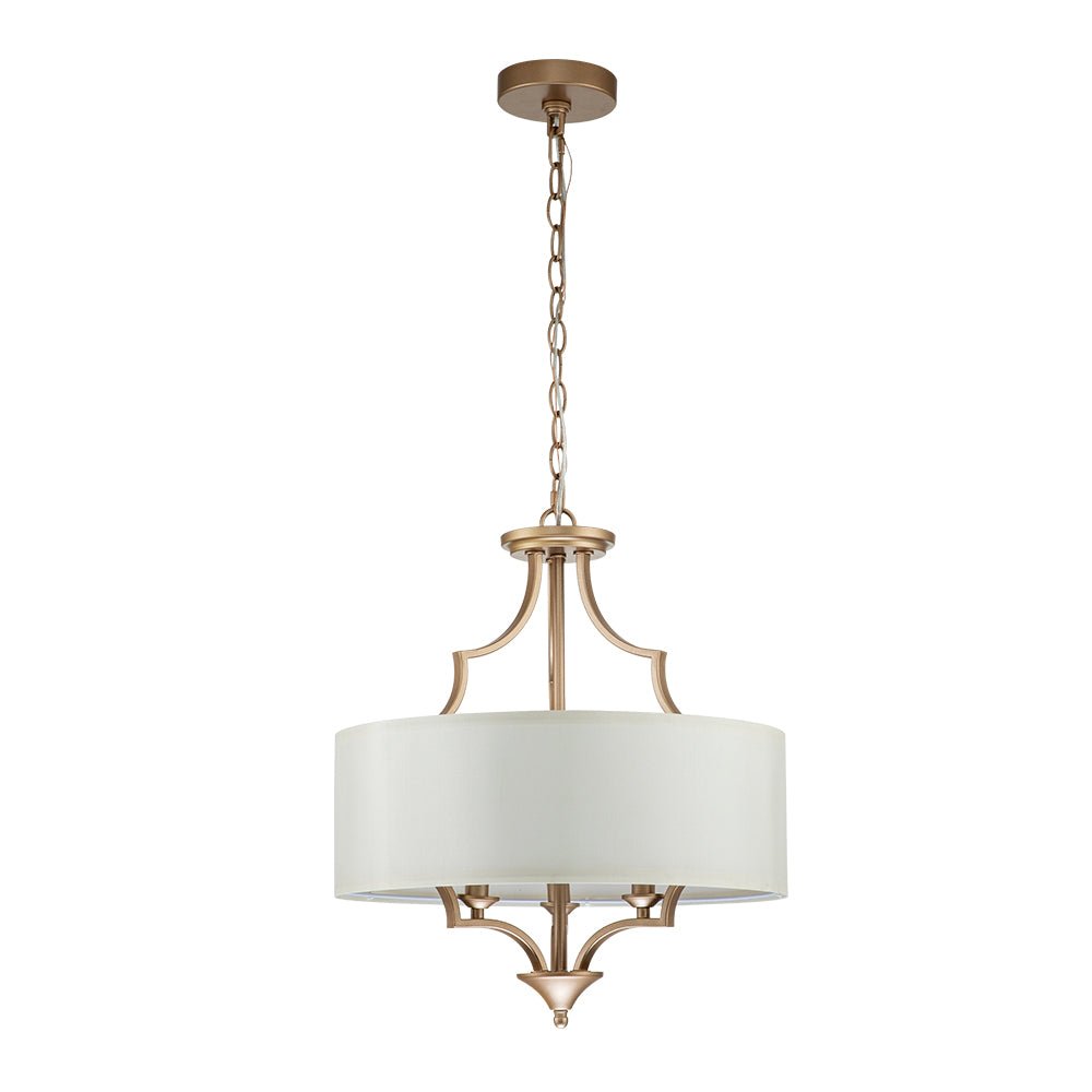 Brass Candle Style Drum Fabric Chandelier