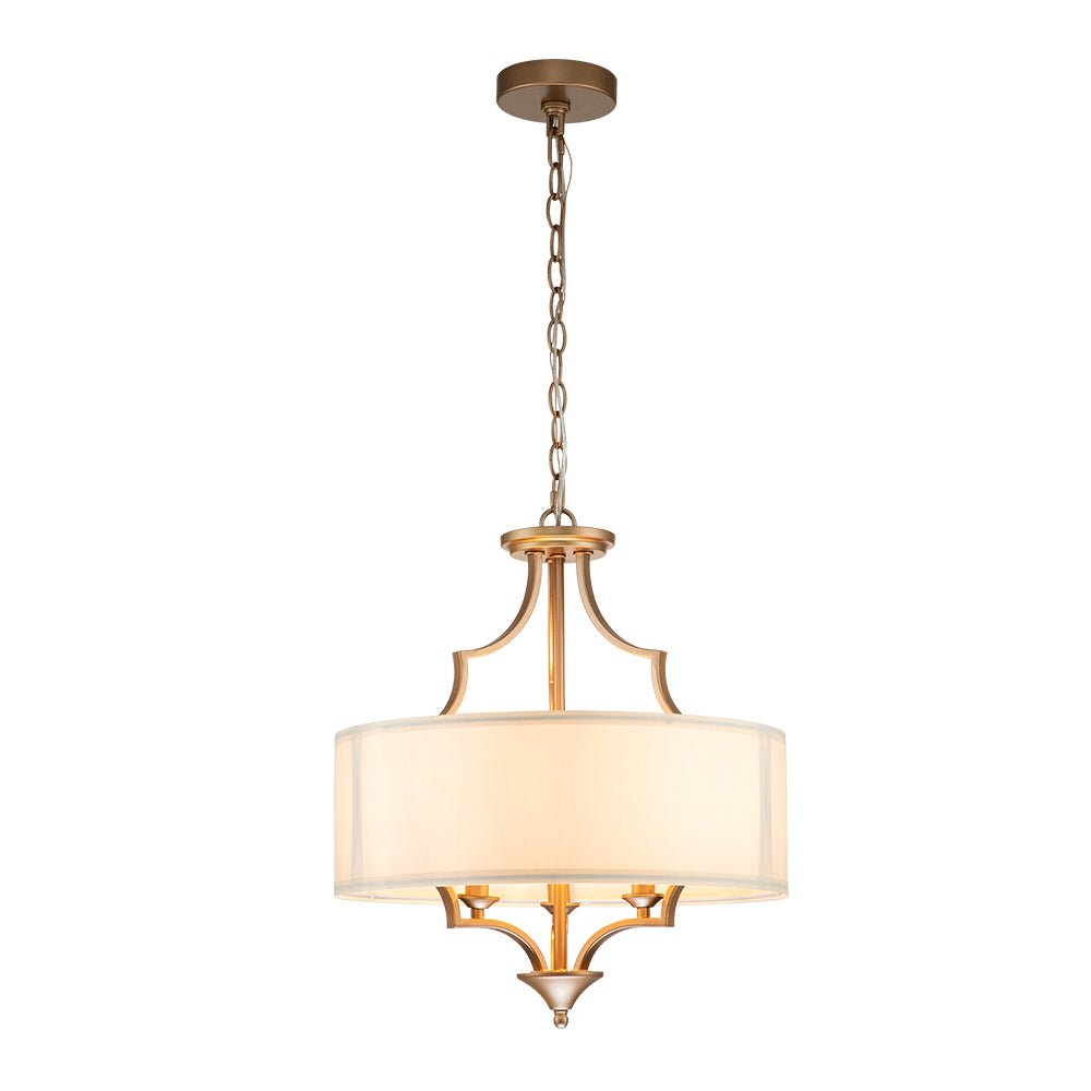 Brass Candle Style Drum Fabric Chandelier
