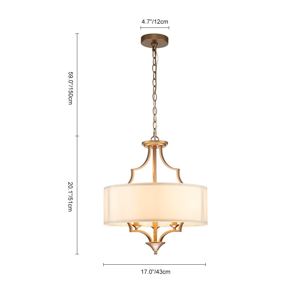 Brass Candle Style Drum Fabric Chandelier