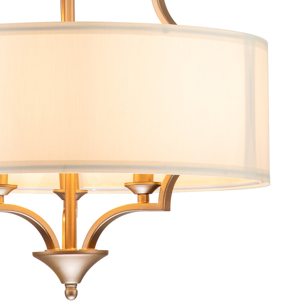 Brass Candle Style Drum Fabric Chandelier