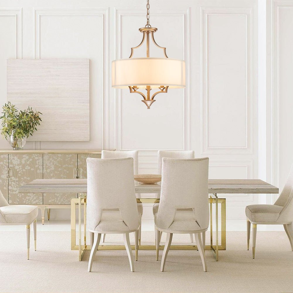 Brass Candle Style Drum Fabric Chandelier
