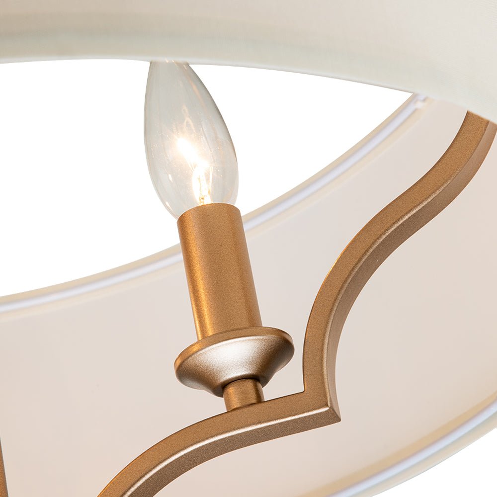 Brass Candle Style Drum Fabric Chandelier