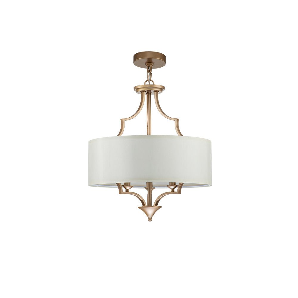 Brass Candle Style Drum Fabric Chandelier