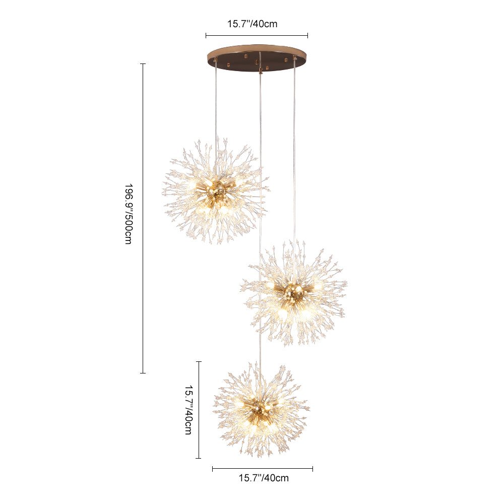 Brass Cluster Firework Dandelion Pendant Chandelier