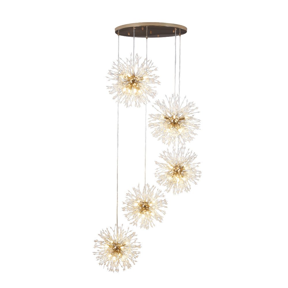 Brass Cluster Firework Dandelion Pendant Chandelier