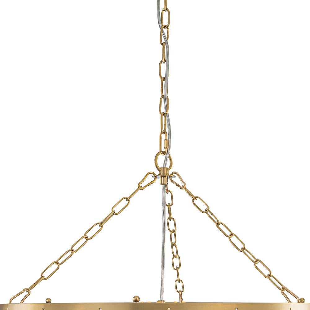 Brass Draped Ribbed Glass Bubble Round Pendant Chandelier