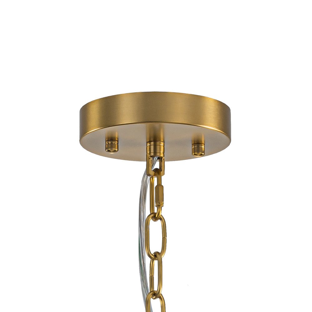 Brass Draped Ribbed Glass Bubble Round Pendant Chandelier