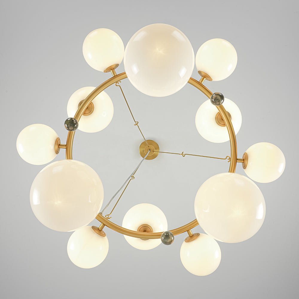 Brass Halo Shine Opal Glass Bubble Ring Chandelier