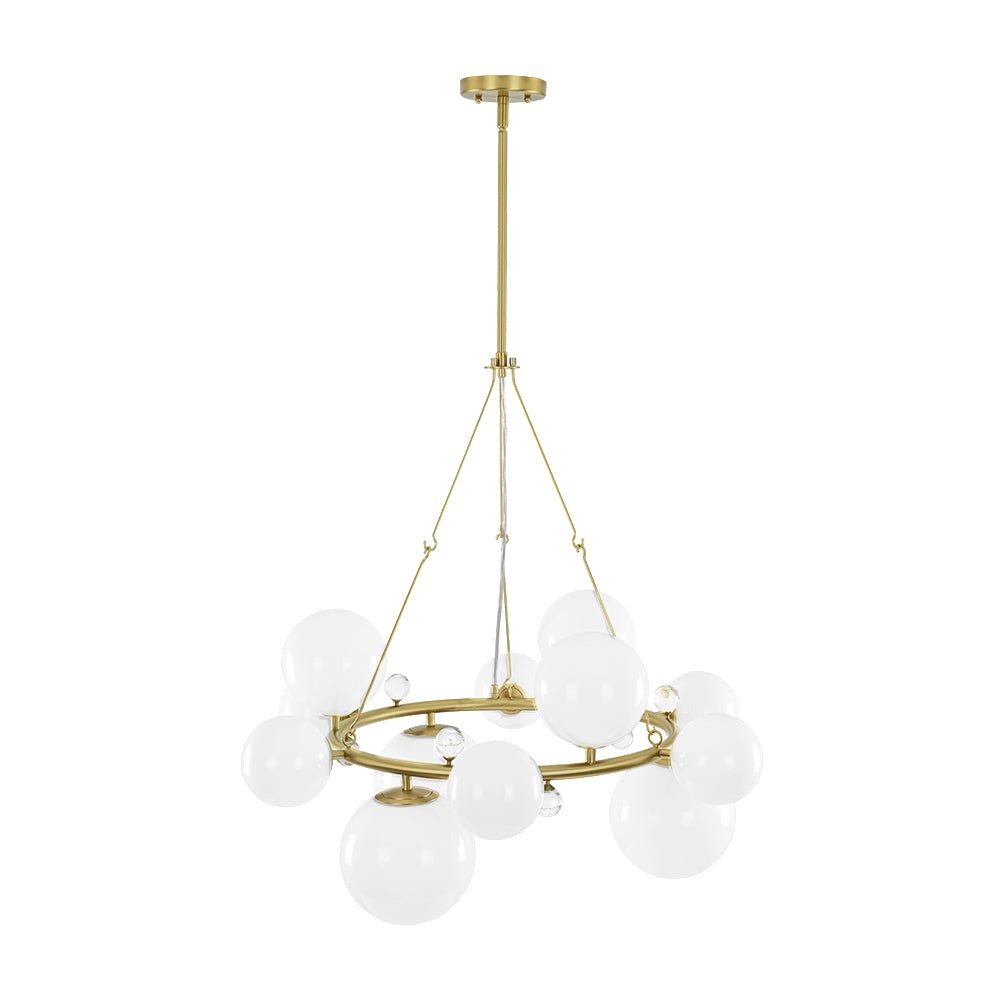 Brass Halo Shine Opal Glass Bubble Ring Chandelier