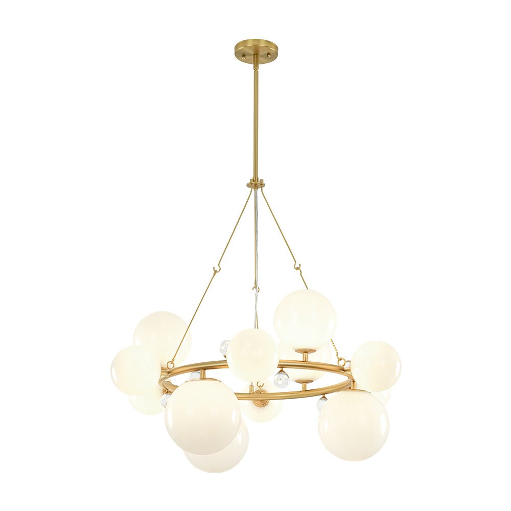 Brass Halo Shine Opal Glass Bubble Ring Chandelier