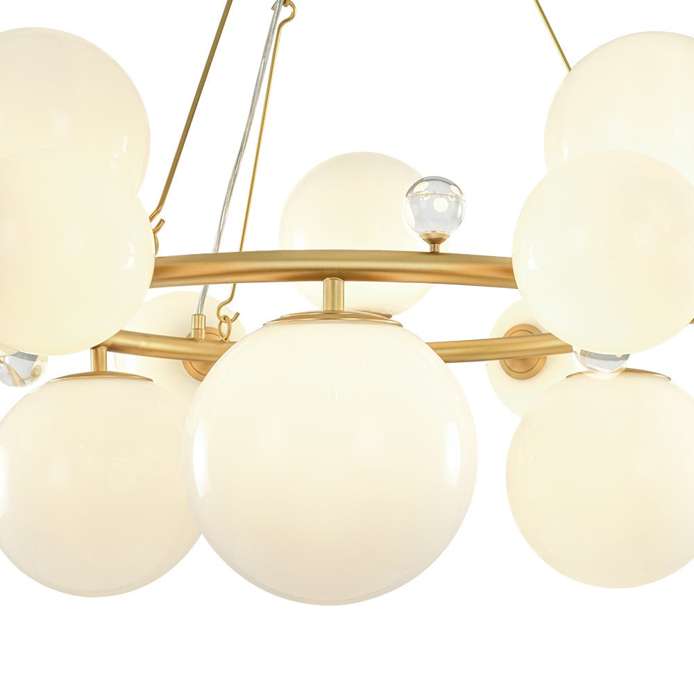 Brass Halo Shine Opal Glass Bubble Ring Chandelier