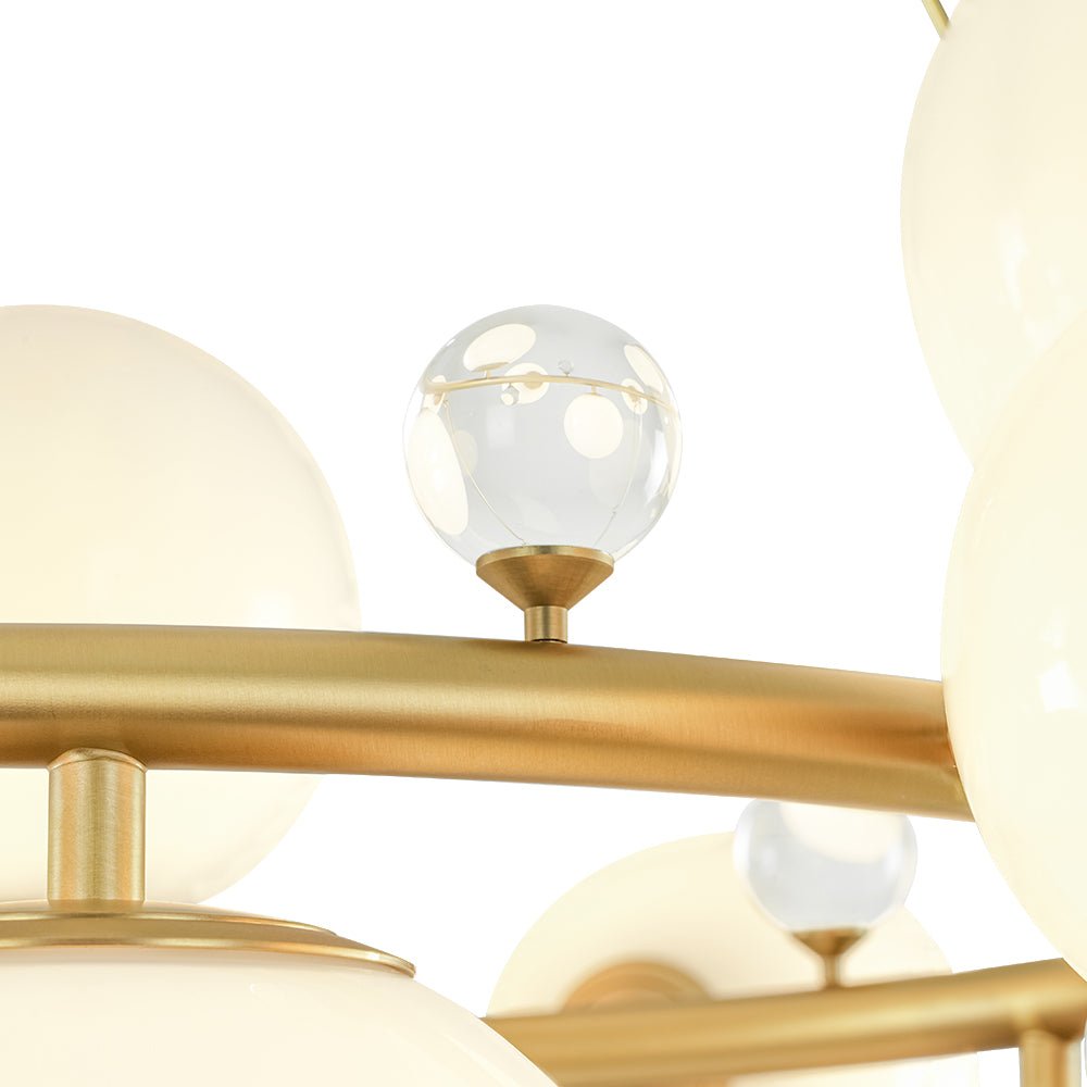 Brass Halo Shine Opal Glass Bubble Ring Chandelier