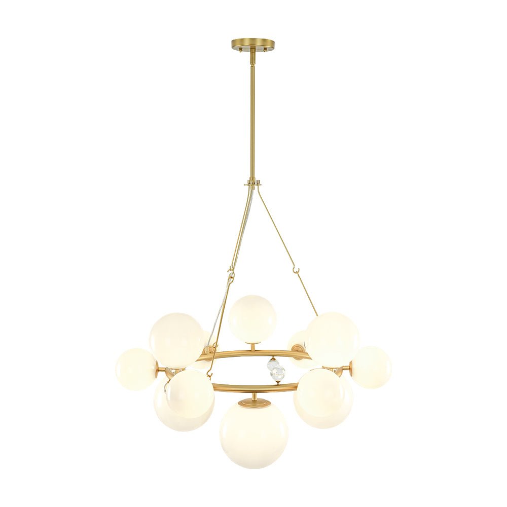 Brass Halo Shine Opal Glass Bubble Ring Chandelier