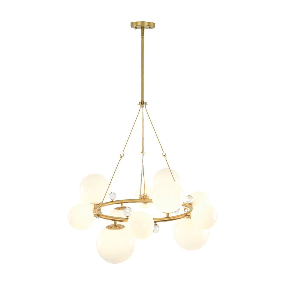 Brass Halo Shine Opal Glass Bubble Ring Chandelier