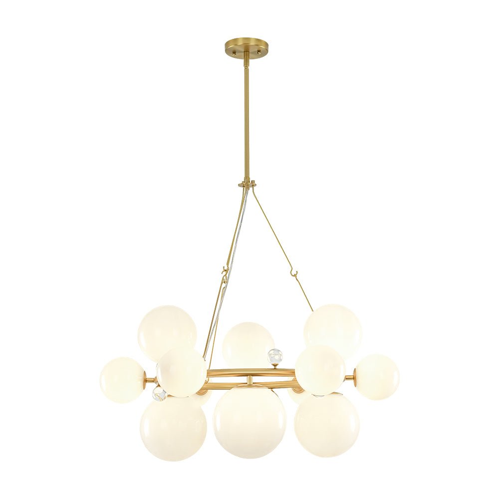 Brass Halo Shine Opal Glass Bubble Ring Chandelier