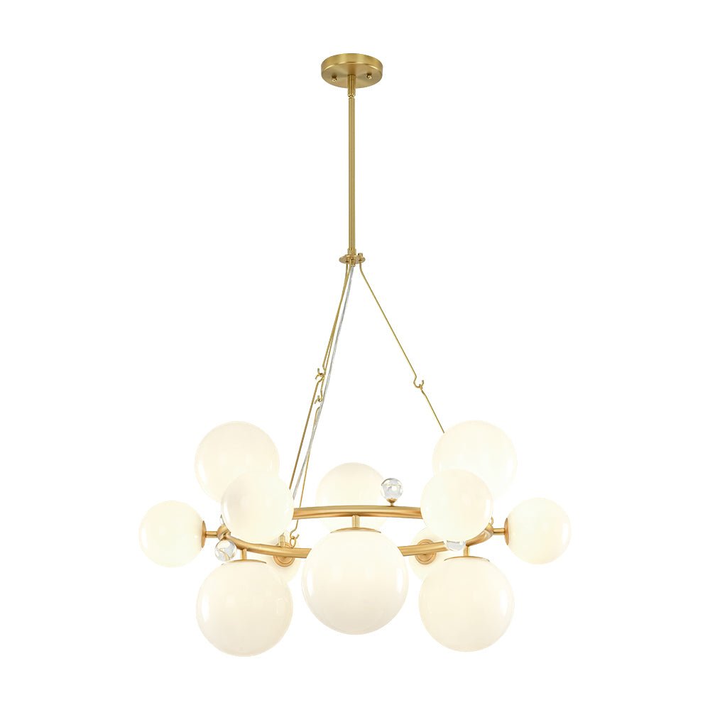 Brass Halo Shine Opal Glass Bubble Ring Chandelier