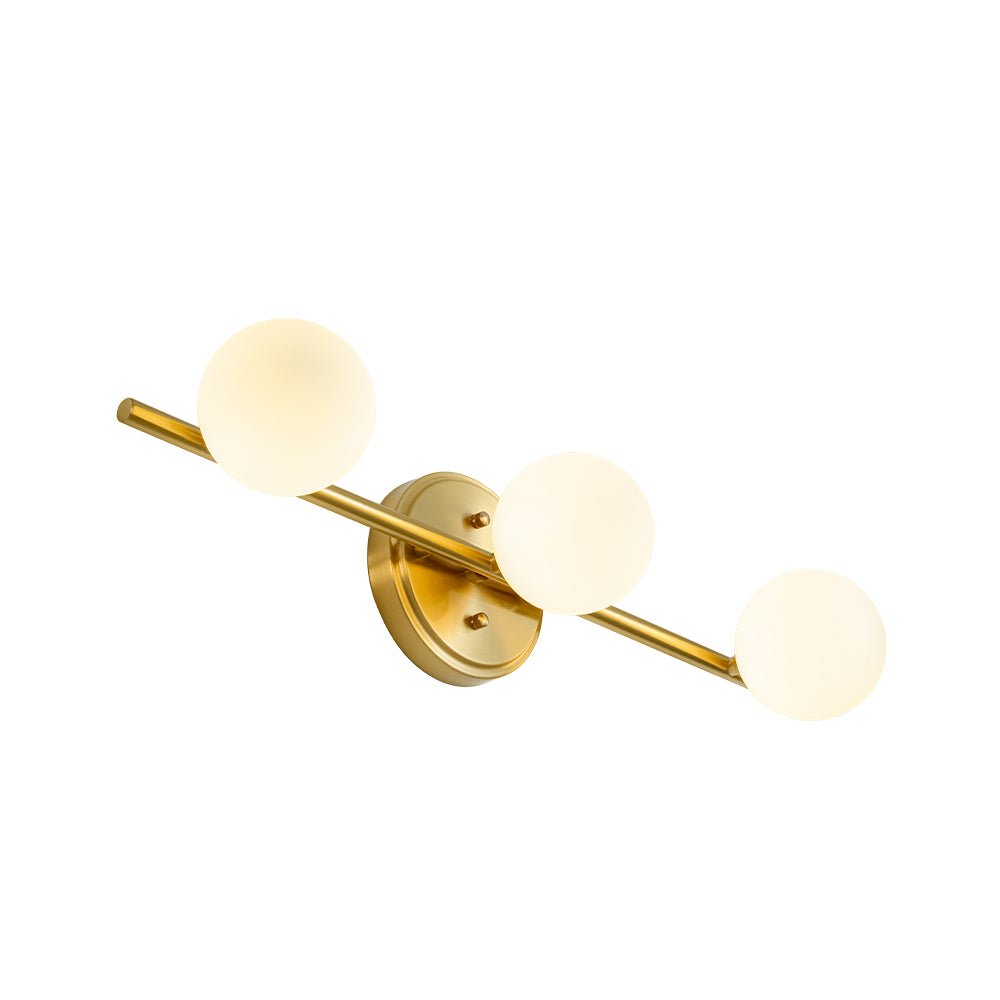 Brass Linear Opal Glass Globe Semi Flush Mount Vanity Light