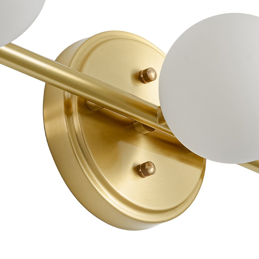 Brass Linear Opal Glass Globe Semi Flush Mount Vanity Light