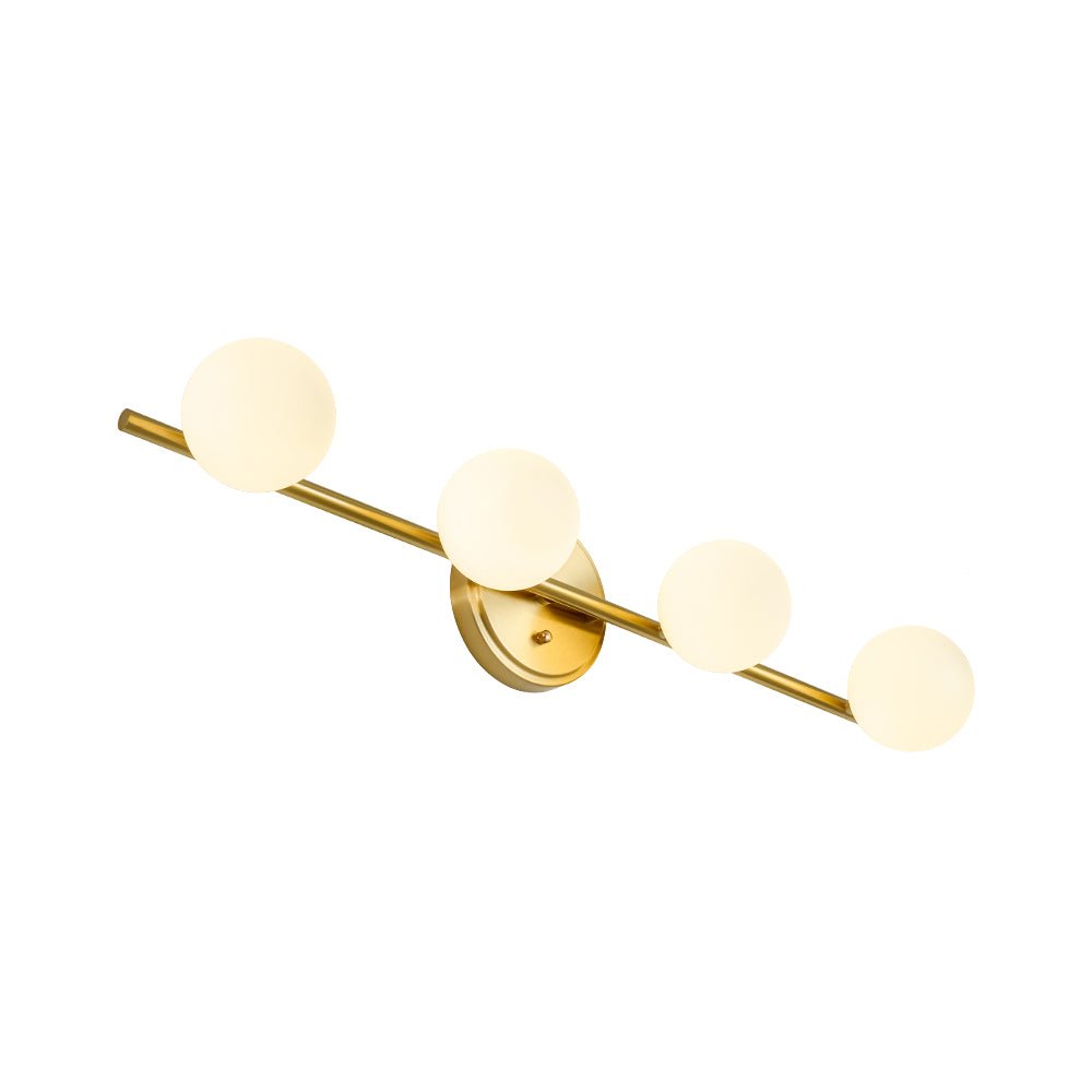 Brass Linear Opal Glass Globe Semi Flush Mount Vanity Light