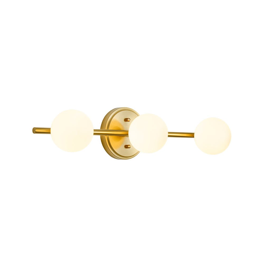 Brass Linear Opal Glass Globe Semi Flush Mount Vanity Light