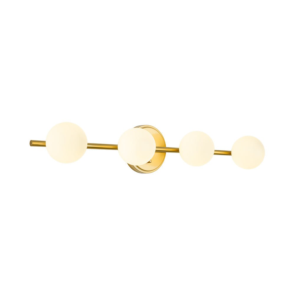 Brass Linear Opal Glass Globe Semi Flush Mount Vanity Light
