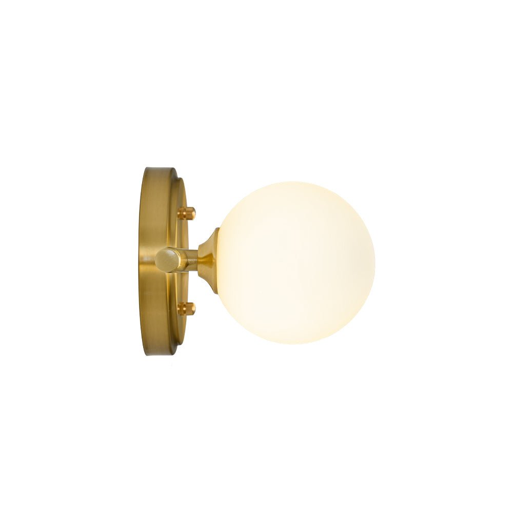 Brass Linear Opal Glass Globe Semi Flush Mount Vanity Light