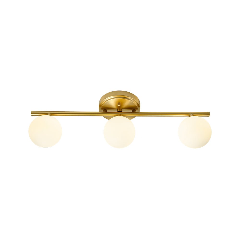 Brass Linear Opal Glass Globe Semi Flush Mount Vanity Light