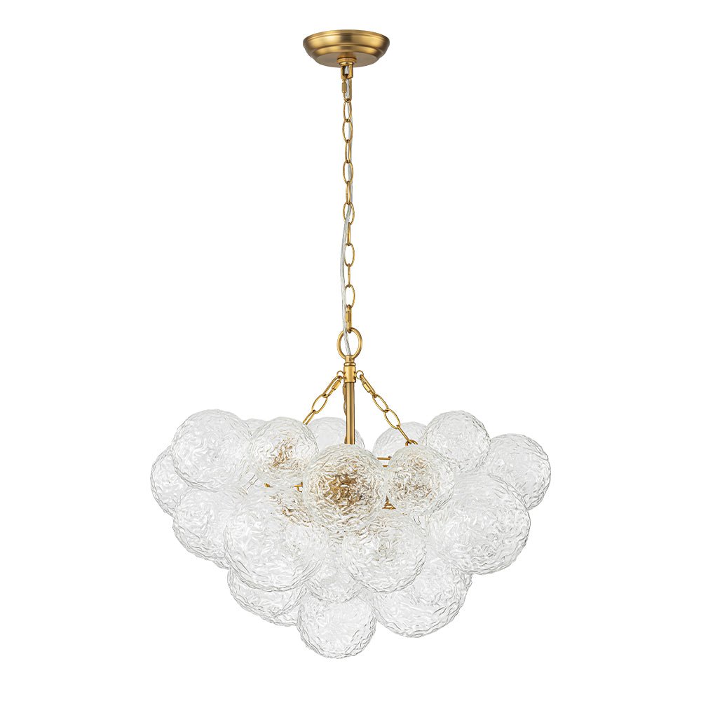 Brass Luxe Cluster Rippled Glass Globe Bubble Chandelier