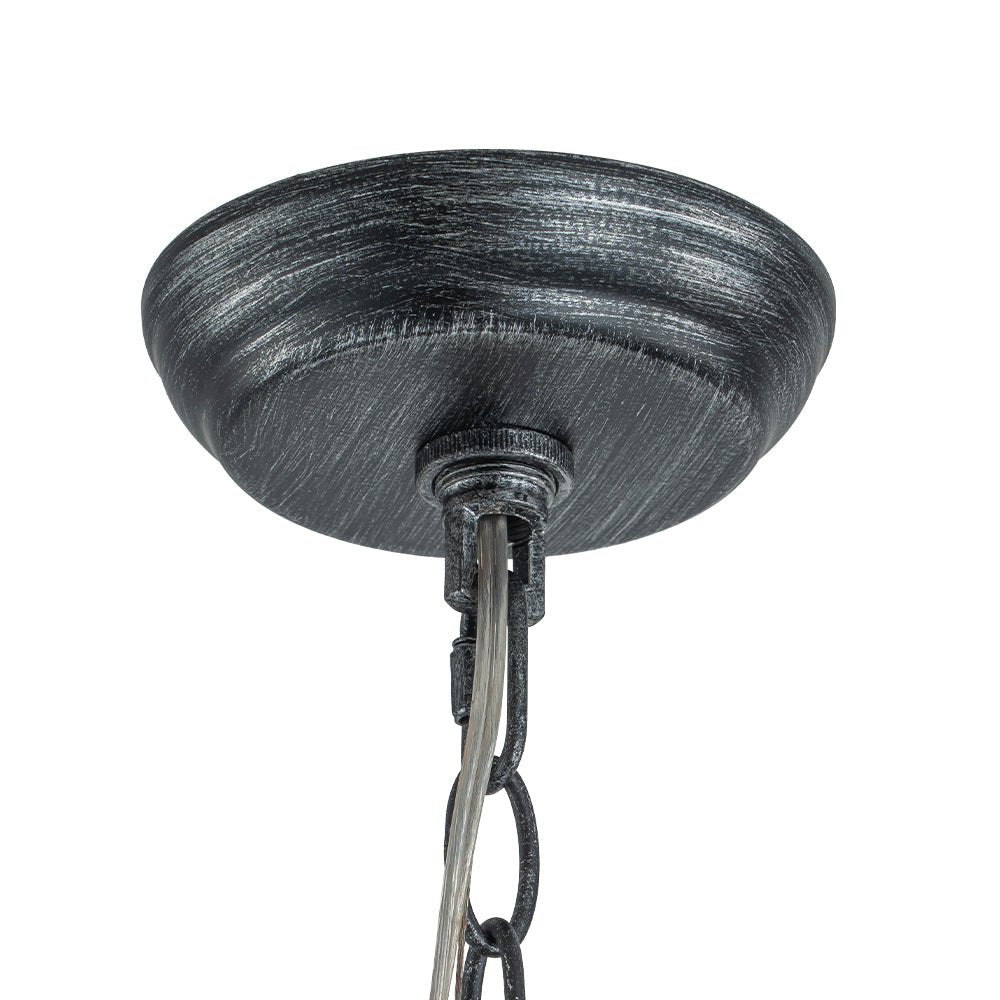 Candle Style Weathered Wooden Square Cage Pendant Light