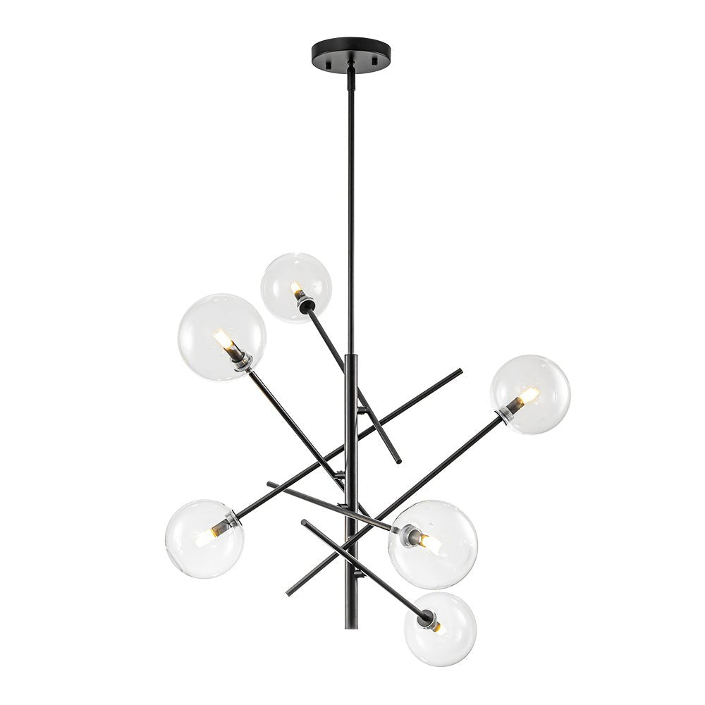 Celestial Glass Globe Sputnik Chandelier - Adjustable Linear Arm