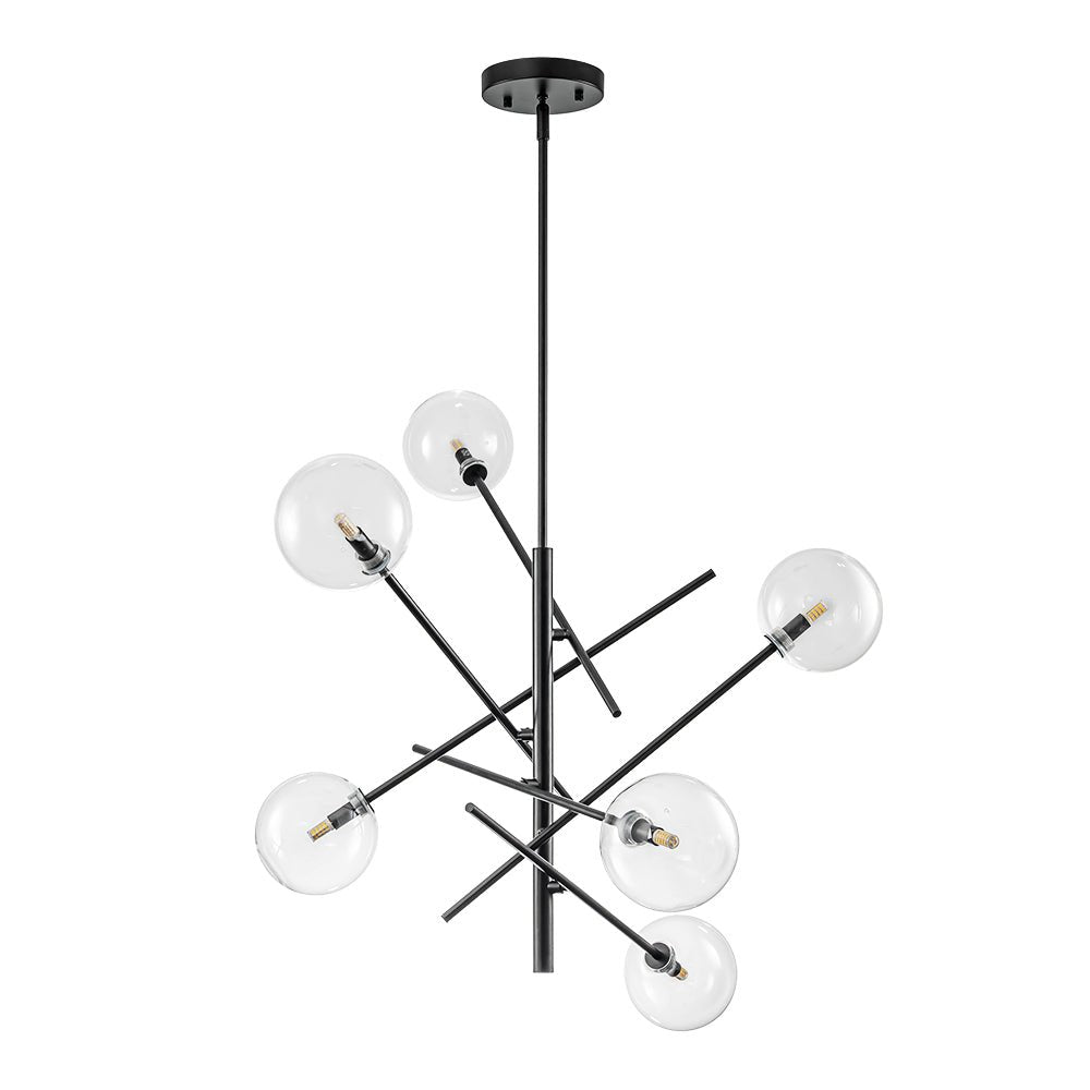 Celestial Glass Globe Sputnik Chandelier - Adjustable Linear Arm