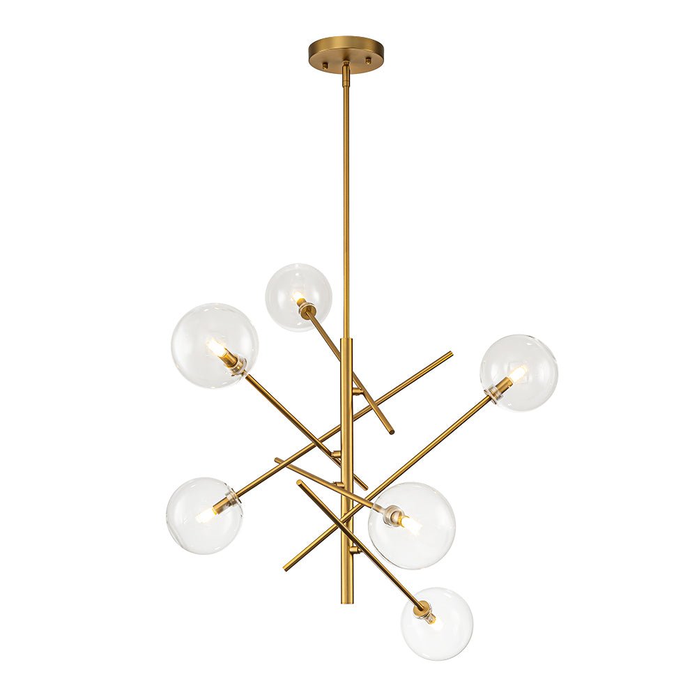 Celestial Glass Globe Sputnik Chandelier - Adjustable Linear Arm