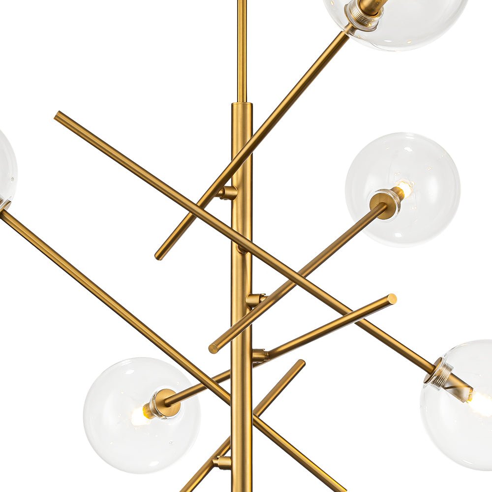 Celestial Glass Globe Sputnik Chandelier - Adjustable Linear Arm