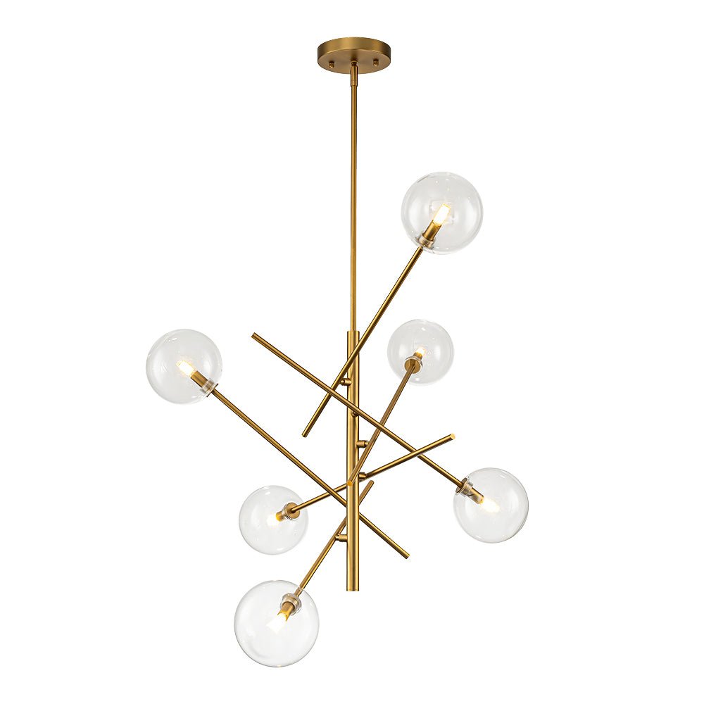 Celestial Glass Globe Sputnik Chandelier - Adjustable Linear Arm