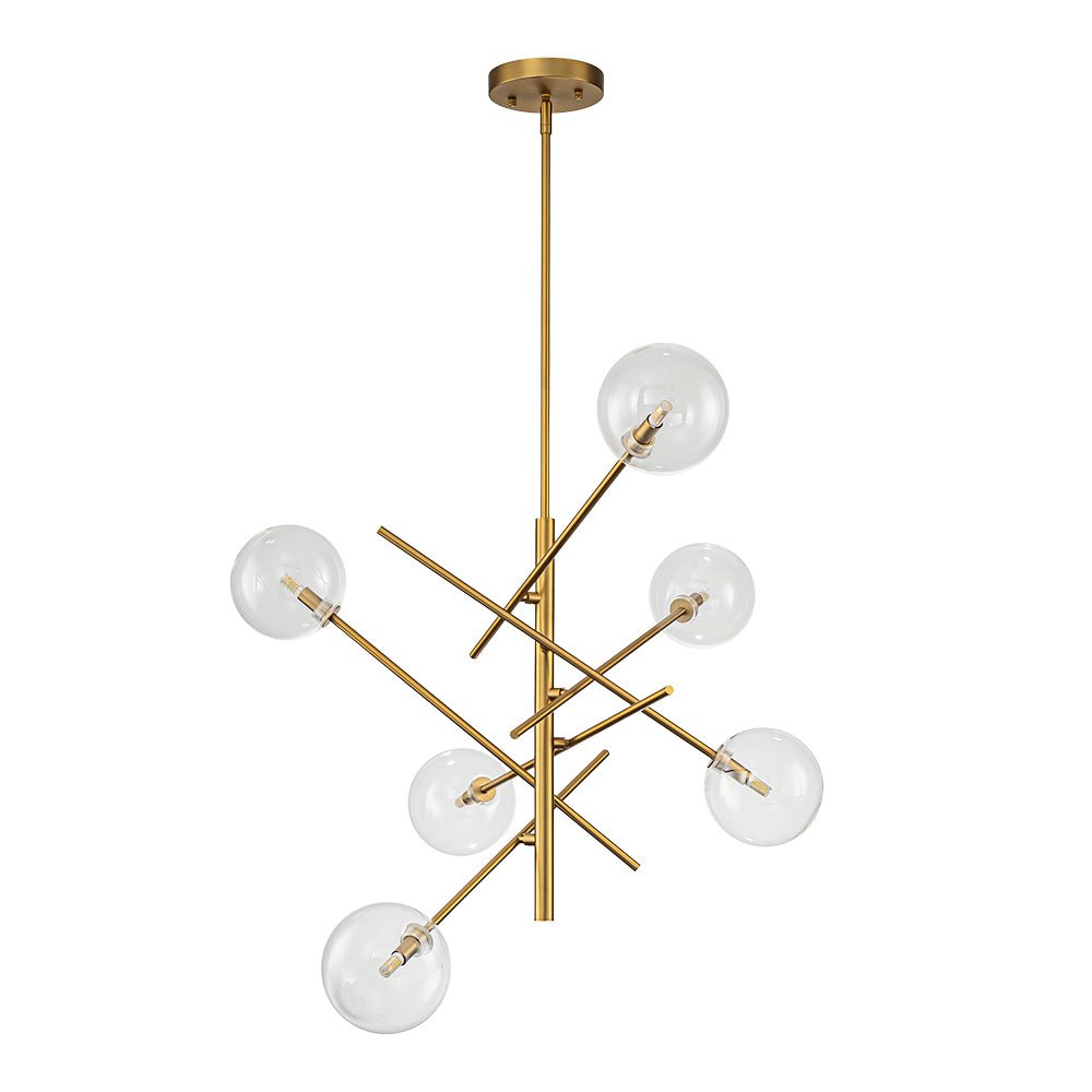 Celestial Glass Globe Sputnik Chandelier - Adjustable Linear Arm