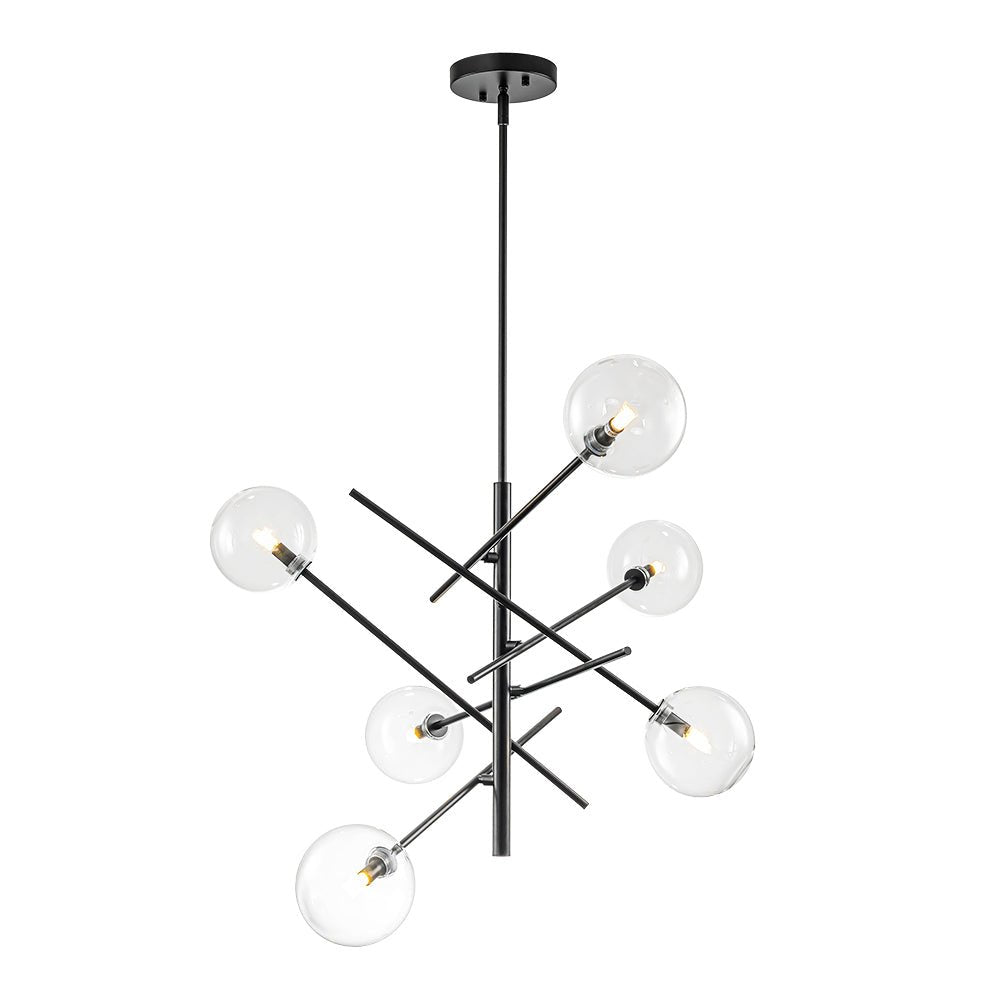 Celestial Glass Globe Sputnik Chandelier - Adjustable Linear Arm