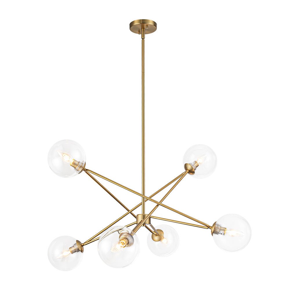 Celestial Glass Globe Staggered Linear Sputnik Chandelier