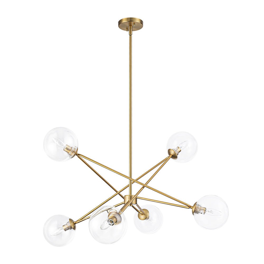 Celestial Glass Globe Staggered Linear Sputnik Chandelier