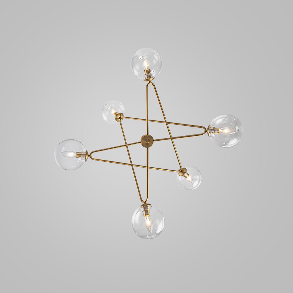 Celestial Glass Globe Staggered Linear Sputnik Chandelier