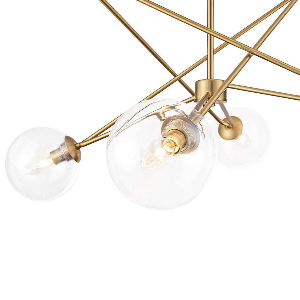 Celestial Glass Globe Staggered Linear Sputnik Chandelier