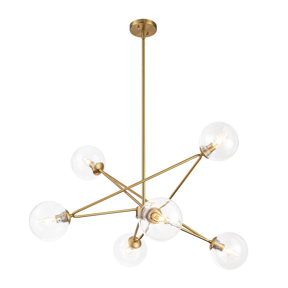 Celestial Glass Globe Staggered Linear Sputnik Chandelier
