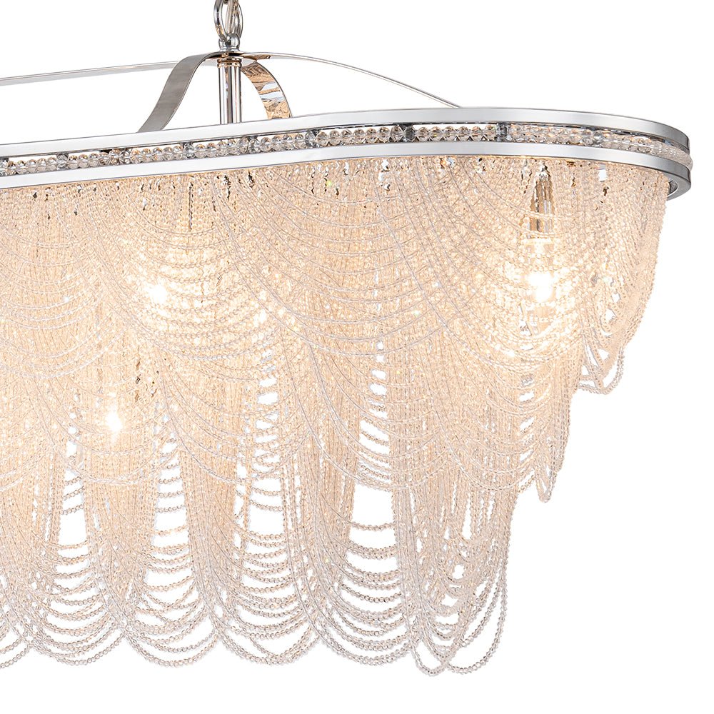 Chrome Luxe 8-Light Tiered Crystal Bead Island Chandelier