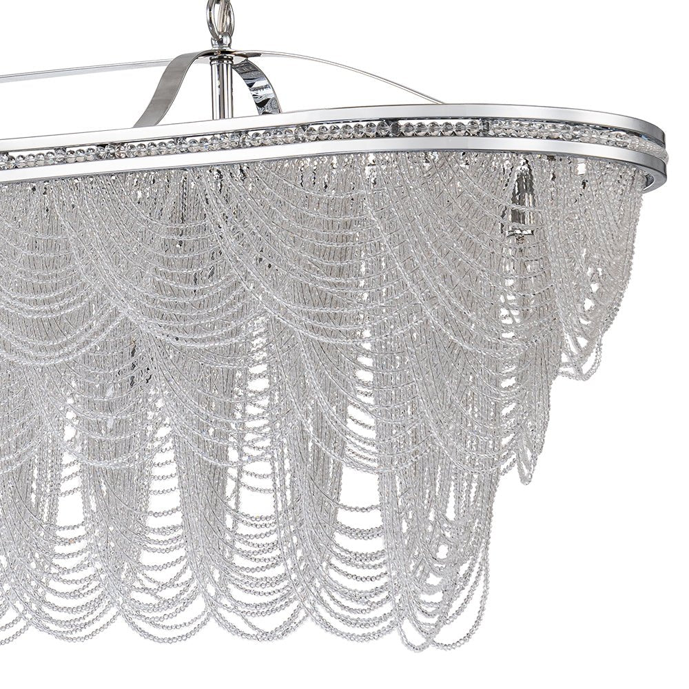 Chrome Luxe 8-Light Tiered Crystal Bead Island Chandelier