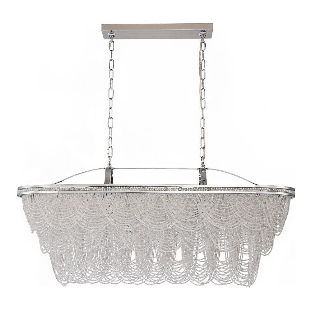 Chrome Luxe 8-Light Tiered Crystal Bead Island Chandelier