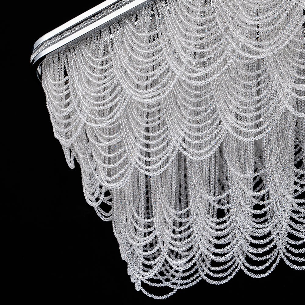 Chrome Luxe 8-Light Tiered Crystal Bead Island Chandelier