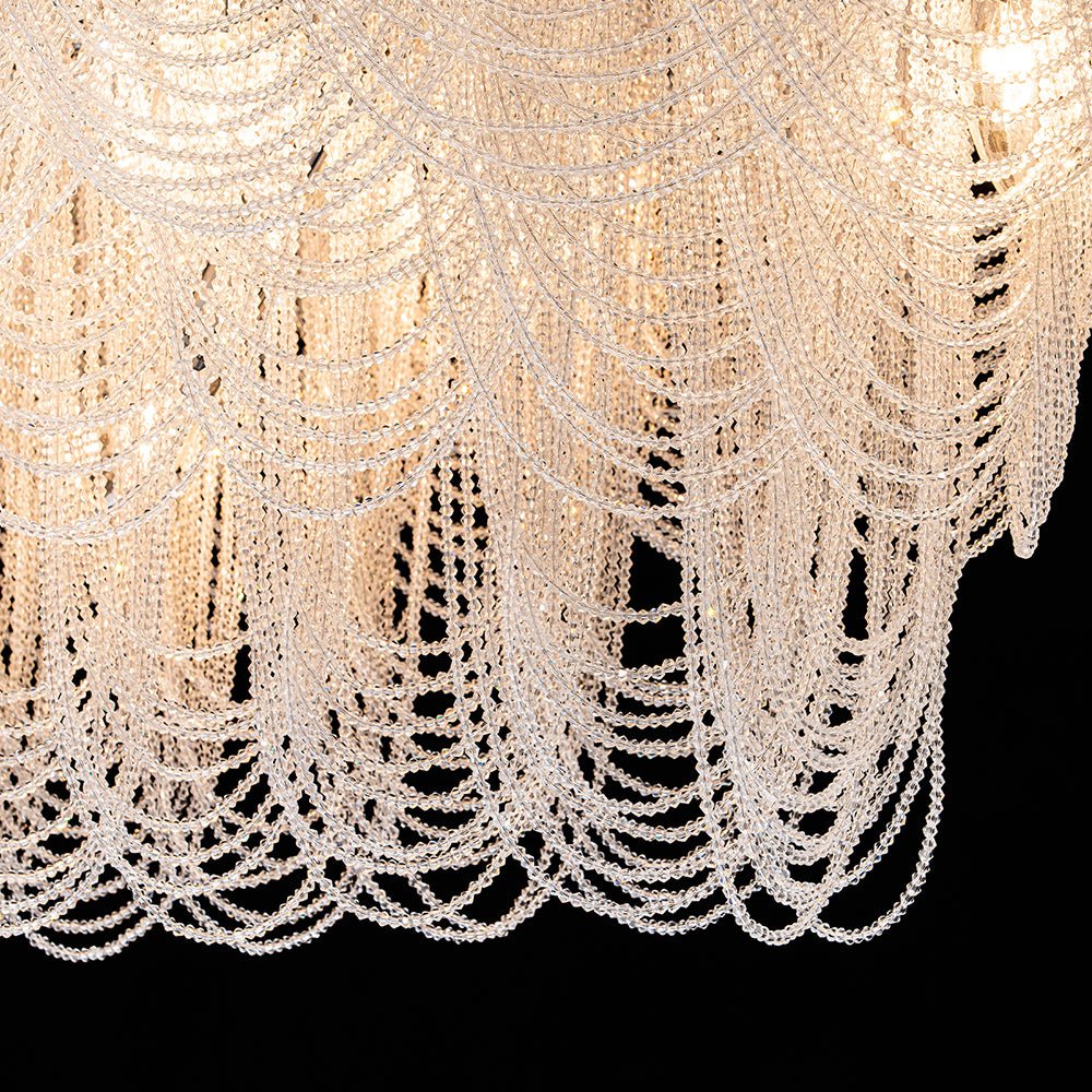 Chrome Luxe 8-Light Tiered Crystal Bead Island Chandelier