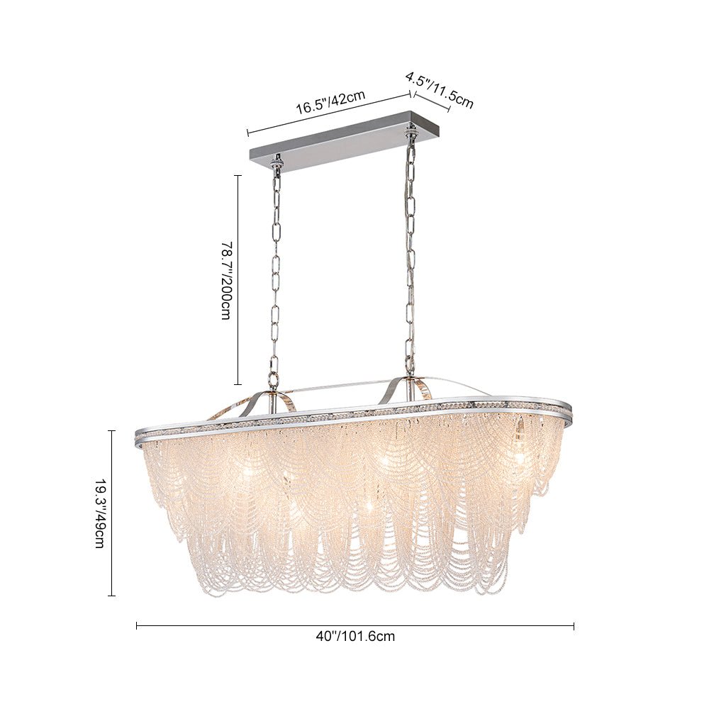 Chrome Luxe 8-Light Tiered Crystal Bead Island Chandelier