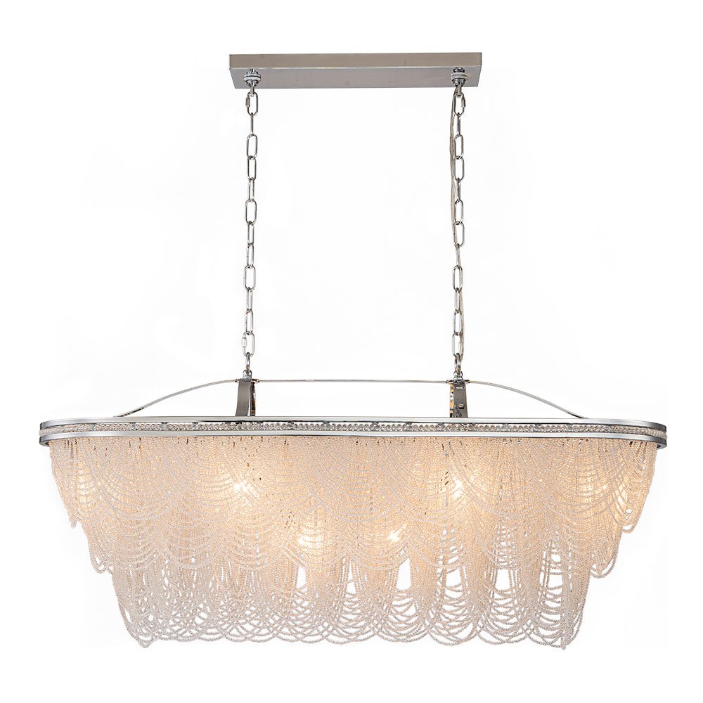 Chrome Luxe 8-Light Tiered Crystal Bead Island Chandelier