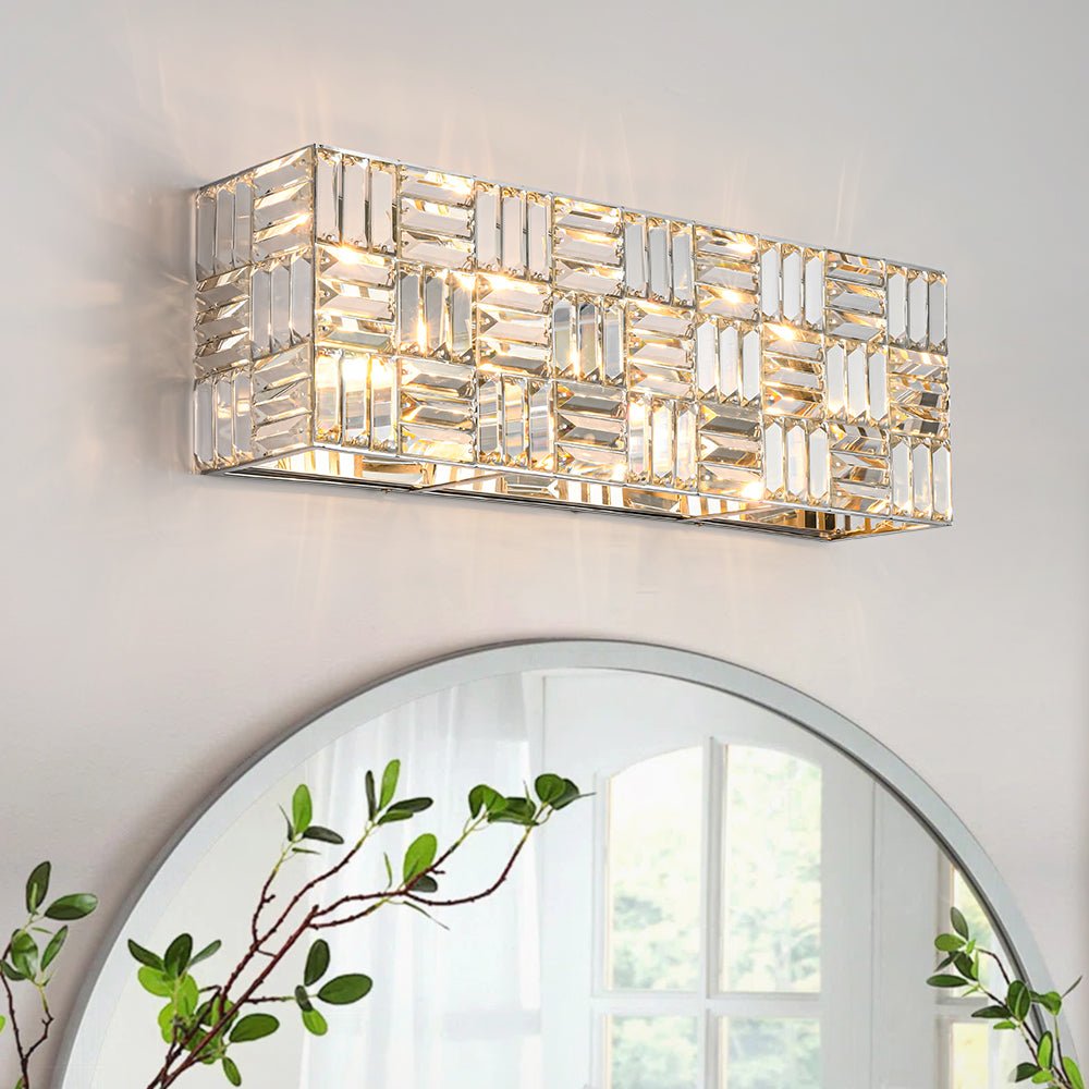 Chrome Luxe Crystal Linear Rectangle Bath Vanity Light