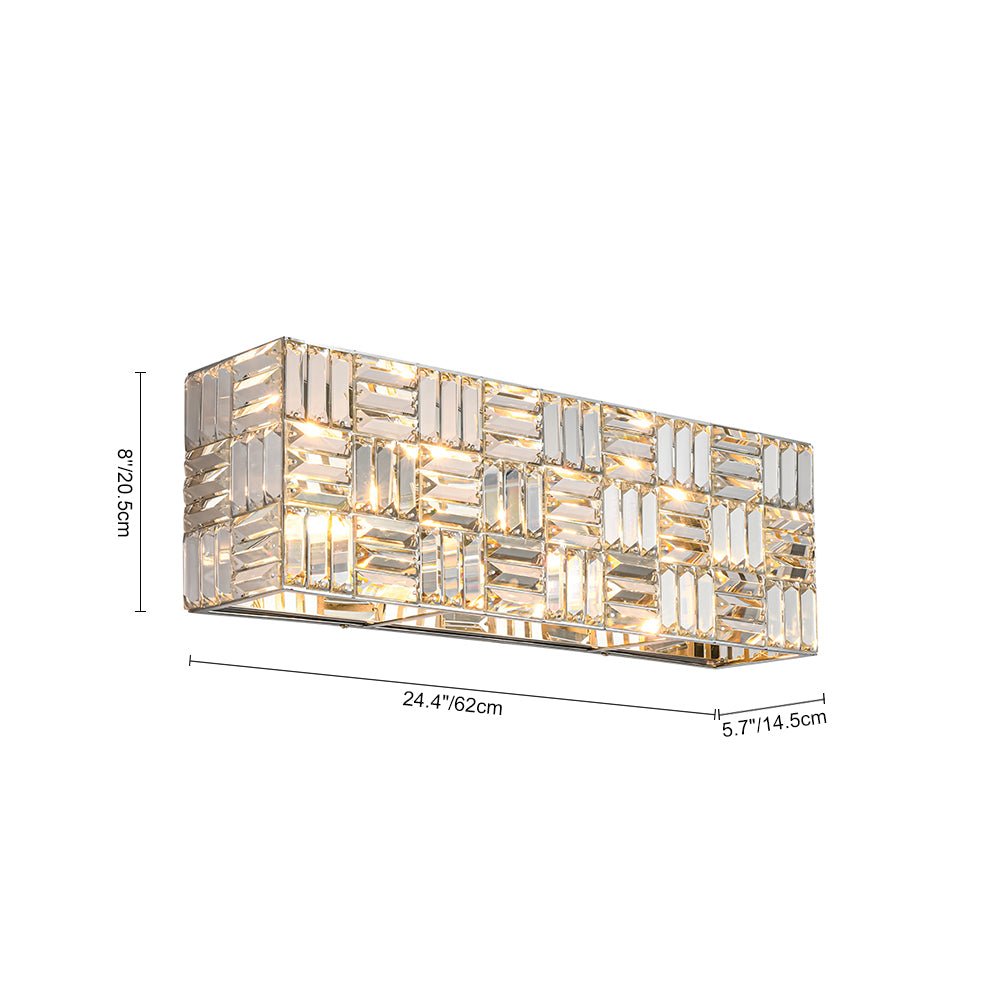 Chrome Luxe Crystal Linear Rectangle Bath Vanity Light